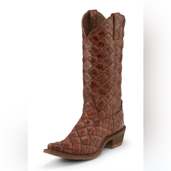 Nocona Cognac Pirarucu Print Cowgirl Boot - Bessie - Picture 7 of 7
